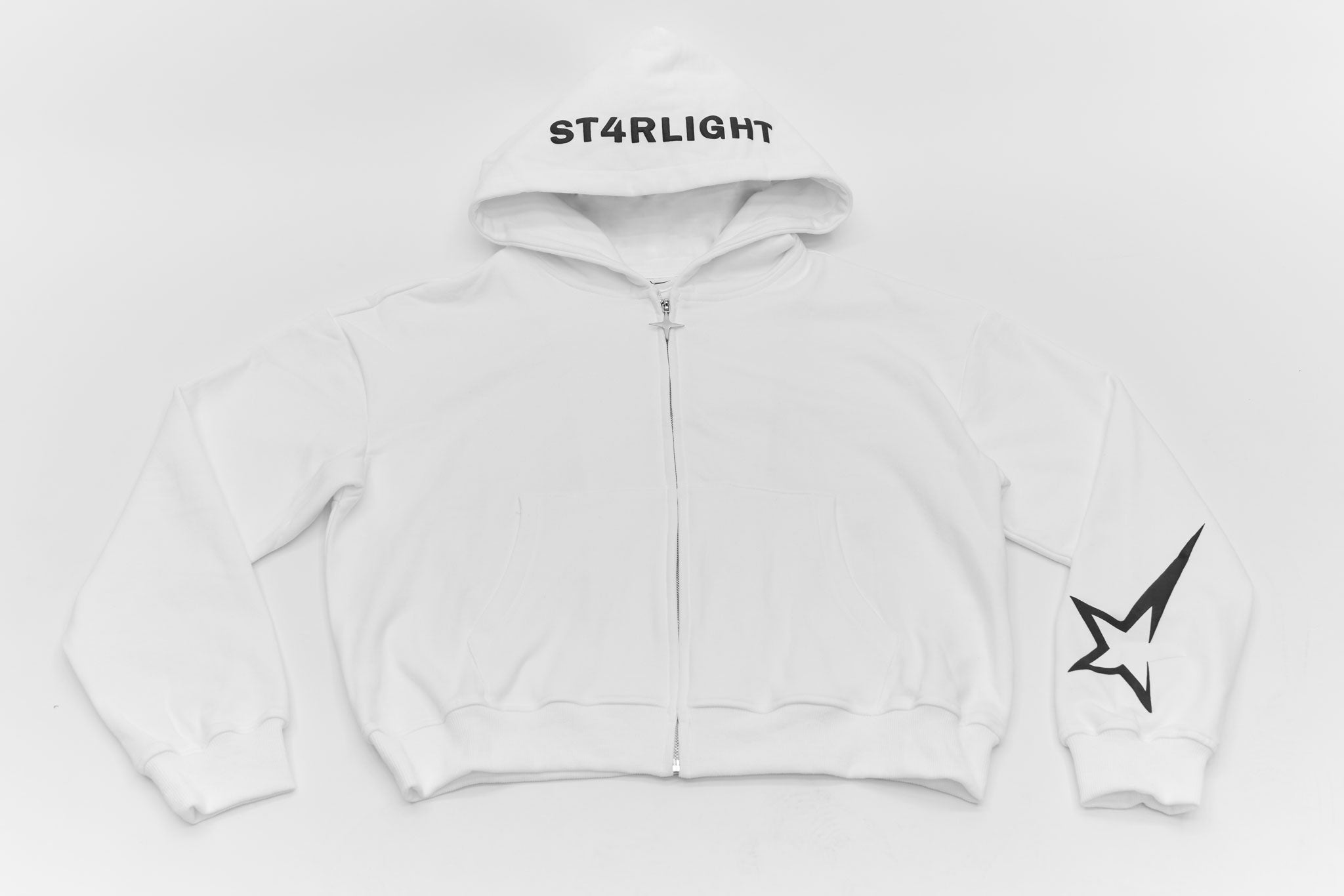WHITE ZIPPER HOODIE