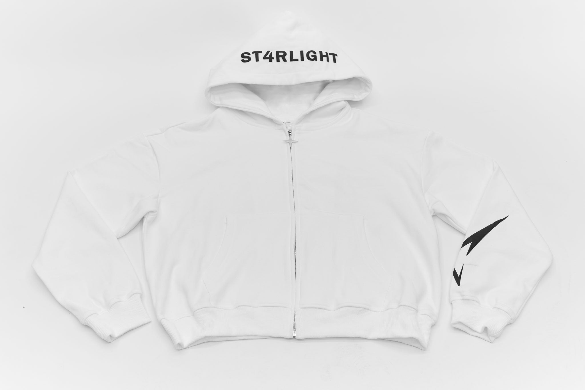 WHITE ZIPPER HOODIE